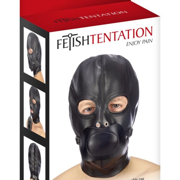 Капюшон з кляпом для БДСМ Fetish Tentation BDSM hood in leatherette with removable gag