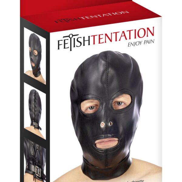 Капюшон для БДСМ з відкритими очима і ротом Fetish Tentation Open mouth and eyes BDSM hood