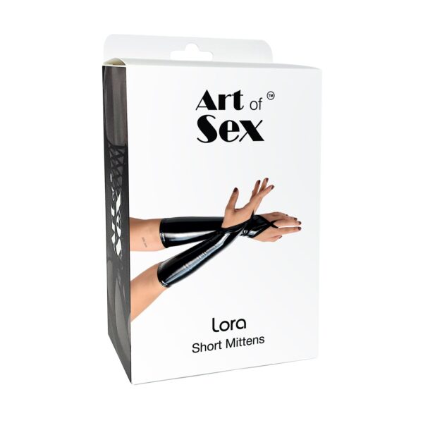 Вінілові міттинки Art of Sex - Lora короткі, размер S, колір чорний