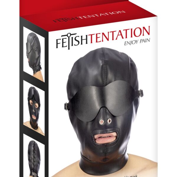 Капюшон для БДСМ зі знімною маскою Fetish Tentation BDSM hood in leatherette with removable mask