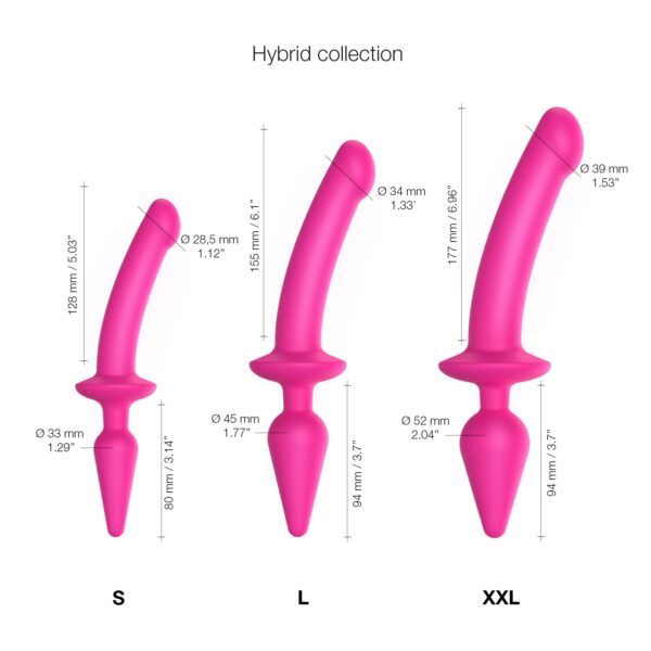 Анальна пробка з дилдо Strap-On-Me SWITCH PLUG-IN SEMI-REALISTIC DILDO FUCHSIA - L (м'ята упаковка)