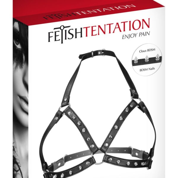 Портупея з металевими шипами Fetish Tentation Sexy Adjustable Chest Harness