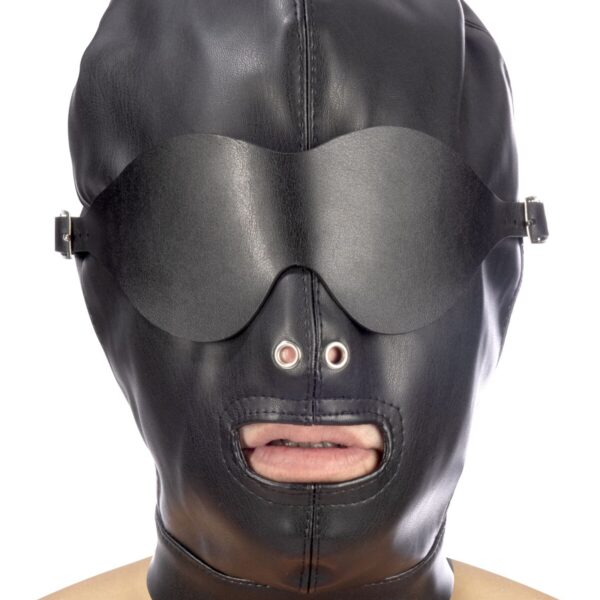 Капюшон для БДСМ зі знімною маскою Fetish Tentation BDSM hood in leatherette with removable mask