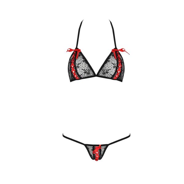Комплект білизни MELISSA BIKINI black S/M - Passion: ліф зі шнурівкою і трусики стрінги