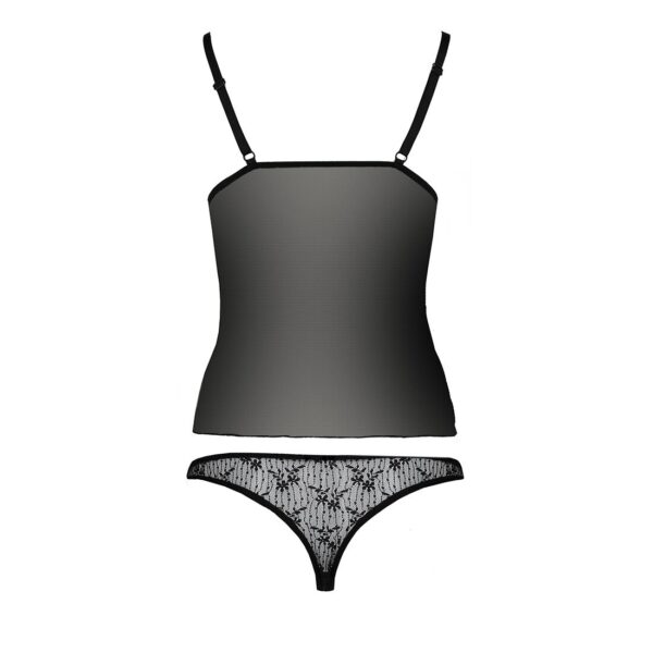Комплект білизни MELISSA SET black S/M - Passion: ліф-сорочка зі шнурівкою і трусики