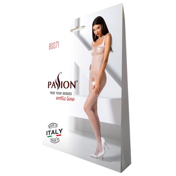 Бодістокінг Passion BS071 white, комбінезон на бретелях