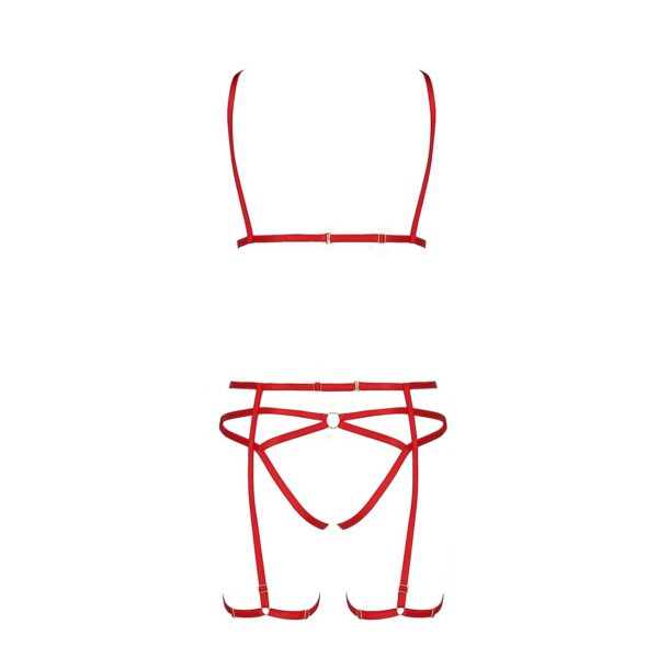 Комплект білизни MAGALI SET OpenBra red L/XL - Passion Exclusive: стрепи: ліф, трусики і пояс