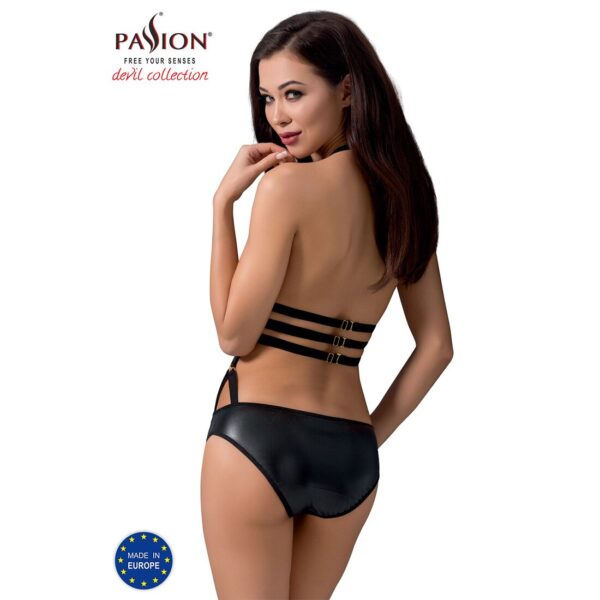 Сексуальне боді-монокіні Passion LAMIS BODY L/XL black, стрепи, блискуча ламе