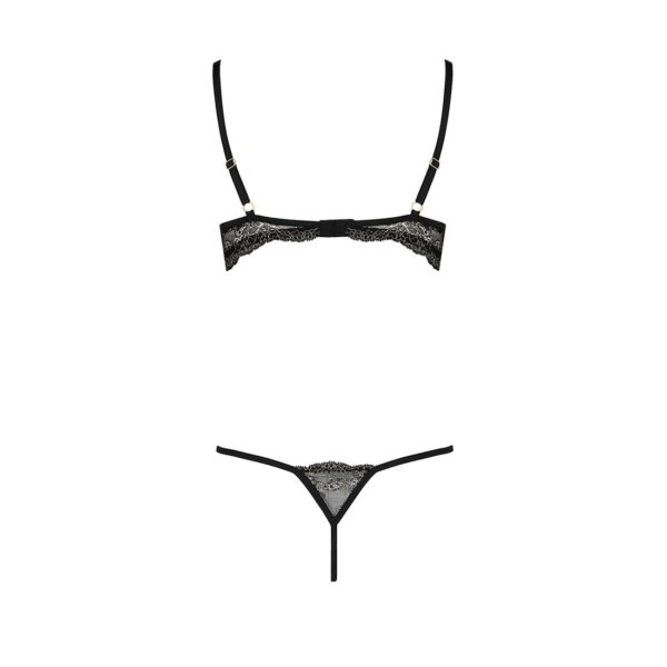 Комплект білизни Passion VALERY SET S/M Black, стрепи, мереживо, відкриті груди, стрінги