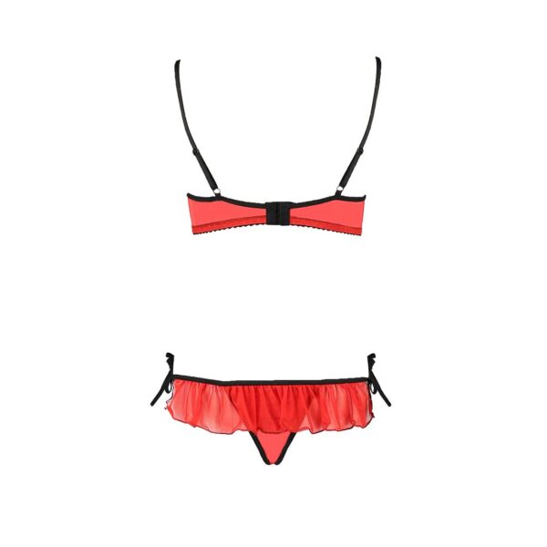 Комплект білизни CHERRY SET OpenBra red L/XL - Passion Exclusive: відкритий ліф, трусики-спідничка