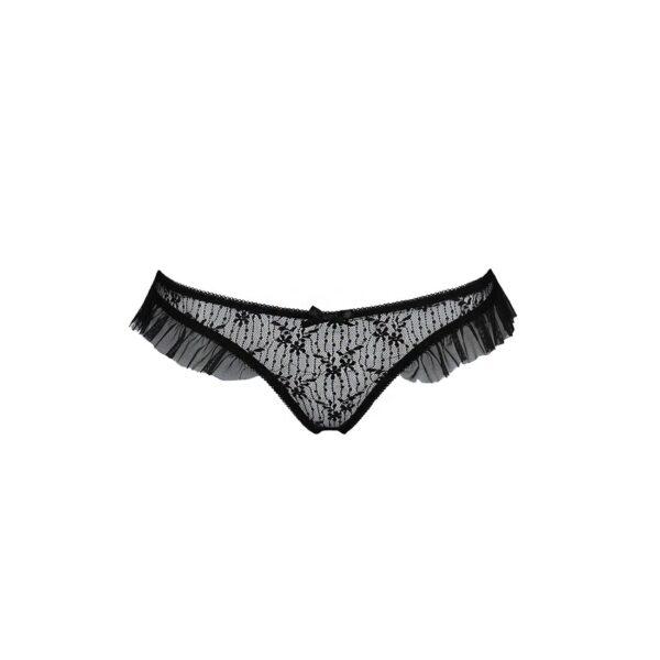 Трусики з оборками DONIA THONG black L/XL - Passion Exclusive