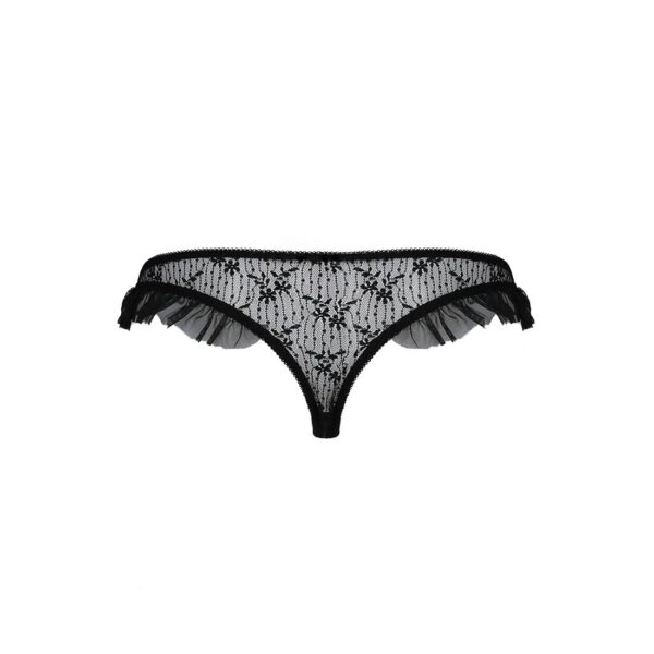 Трусики з оборками DONIA THONG black S / M - Passion Exclusive