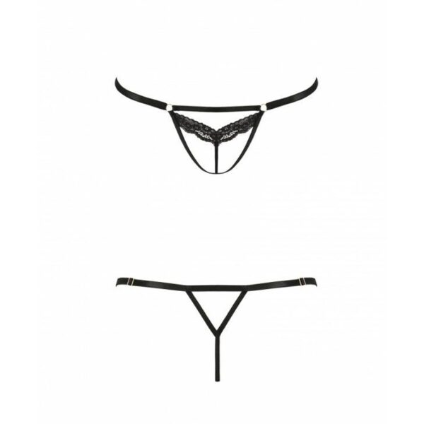 Відверті трусики-стрепи з мереживом Passion Exclusive SOLON THONG L/XL black