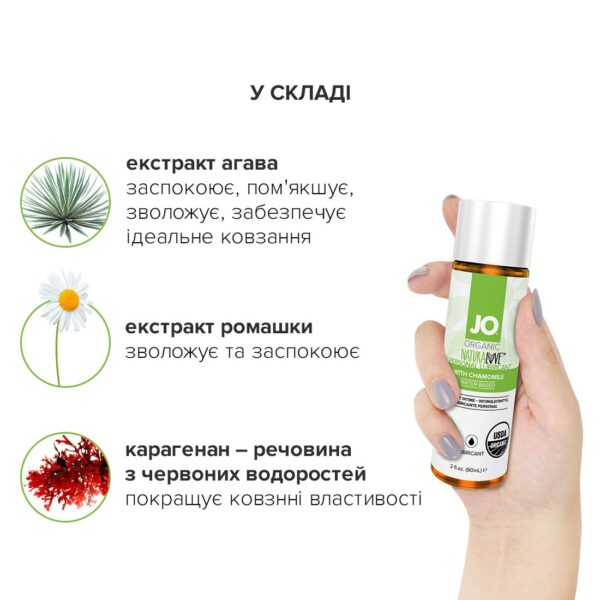 Розпродаж!!! Змазка на водній основі System JO NATURALOVE — ORGANIC (60 мл) (термін 03.2025)