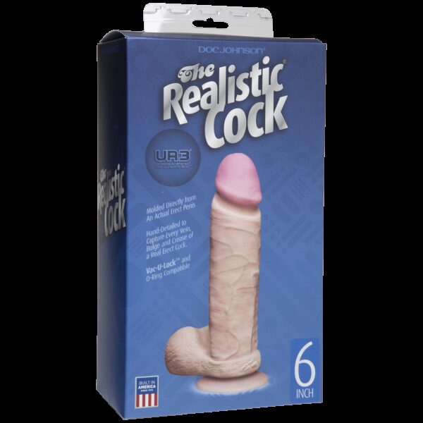 Фалоімітатор Doc Johnson The Realistic Cock 6 inch White – ULTRASKYN, Vack-U-Lock, діаметр 4,3 см