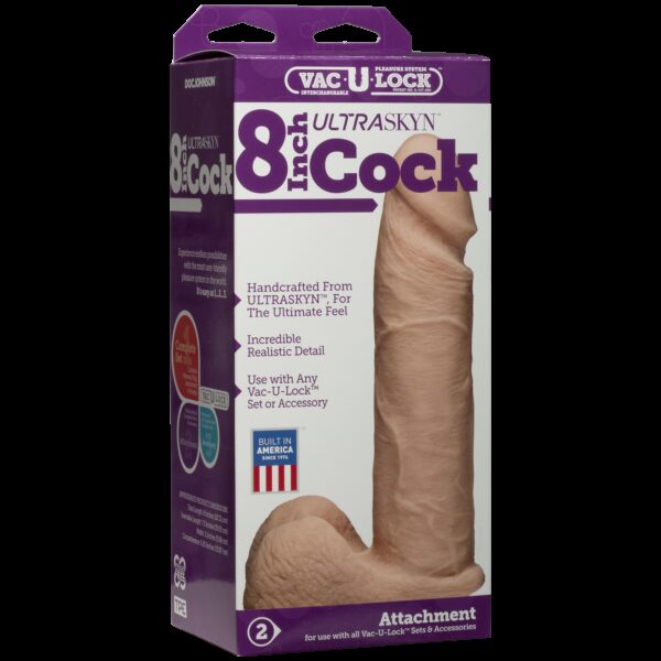 Фалоімітатор Doc Johnson Vac-U-Lock - 8 Inch ULTRASKYN Cock White, діаметр 5,1 см