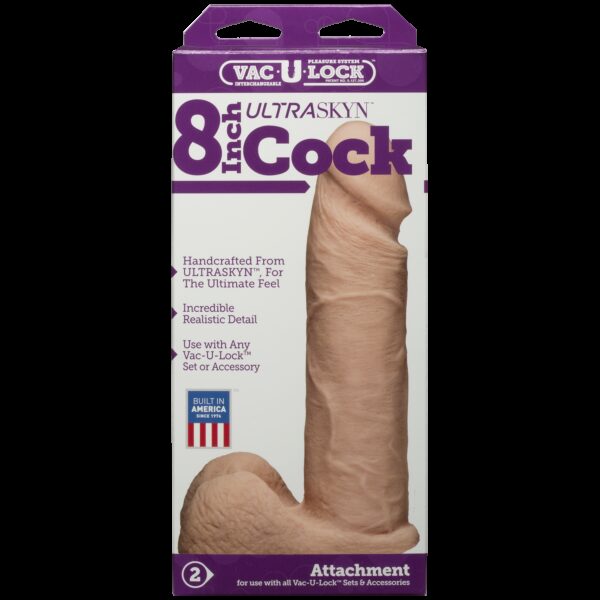 Фалоімітатор Doc Johnson Vac-U-Lock - 8 Inch ULTRASKYN Cock White, діаметр 5,1 см