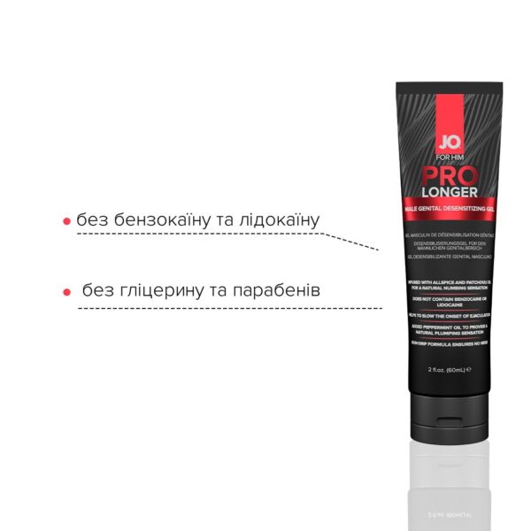 Пролонгер гель System JO Prolonger Gel (60 мл) з олією перцевої м’яти, гвоздикового перцю та пачулів