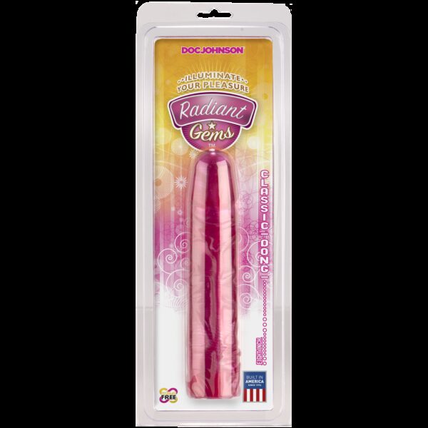 Фалоімітатор Doc Johnson Radiant Gems 8 Inch Fuchsia, діаметр 4,3 см, антибактеріальний ПВХ