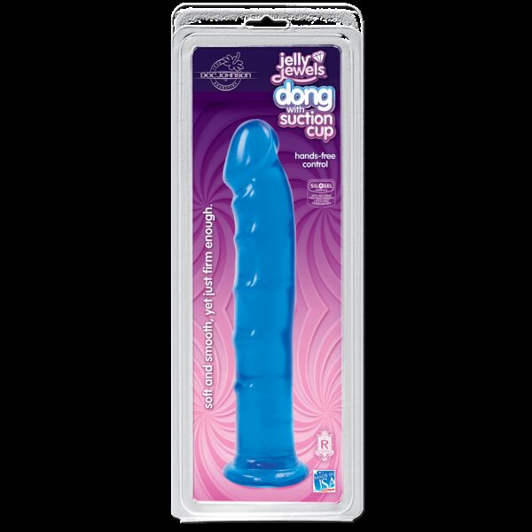 Фалоімітатор Doc Johnson Jelly Jewels Dong & Suction Cup Blue, діаметр 3,6 см, антибактеріальний ПВХ