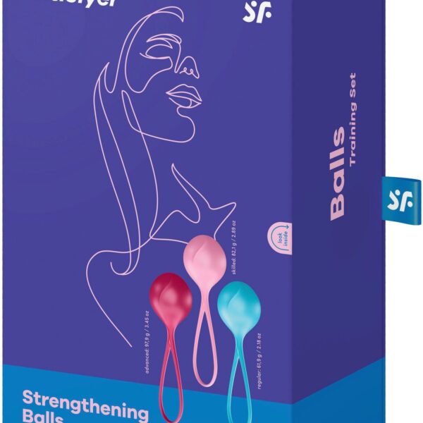 Вагінальні кульки Satisfyer Strengthening Balls (3шт), діаметр 3,8 см, маса 62-82-98г, монолітні