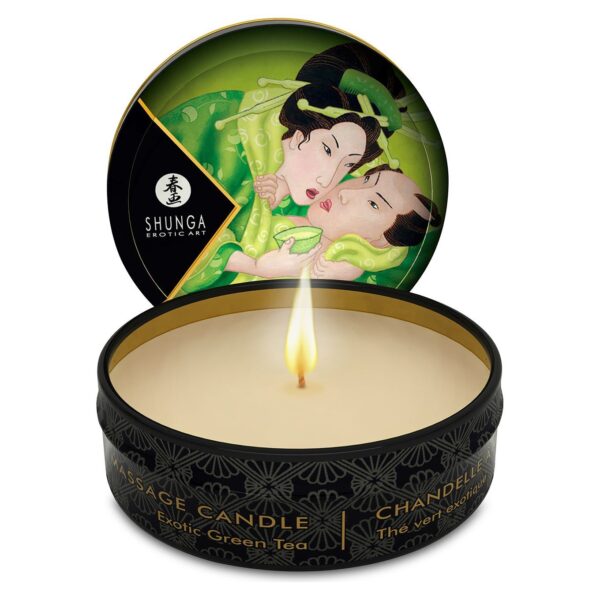 Масажна свічка Shunga Mini Massage Candle – Exotic Green Tea (30 мл) з афродизіаками