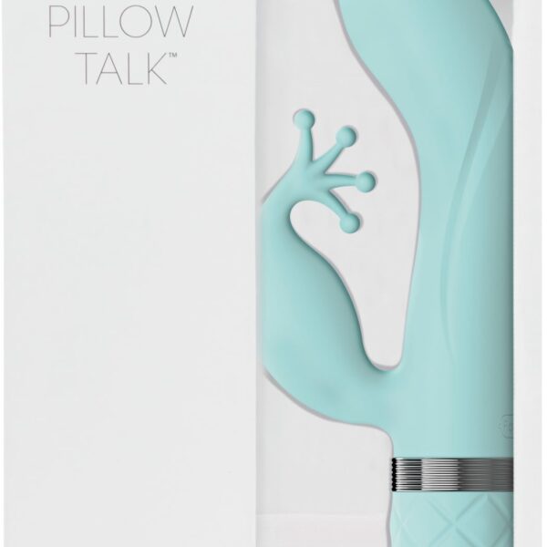 Розкішний вібратор-кролик Pillow Talk - Kinky Teal з кристалом Сваровські, потужний