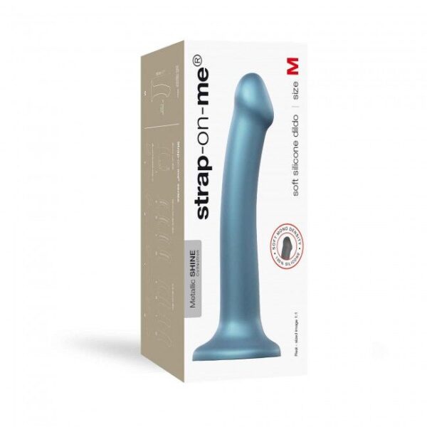 Насадка для страпону Strap-On-Me Mono Density Dildo M Blue, діам. 3,3 см, одношаровий силікон, гнучк