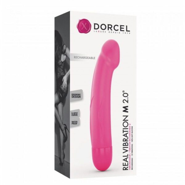 Вібратор Dorcel Real Vibration M Magenta 2.0, діаметр 3,7см, перезаряджається, для точки G, водостій