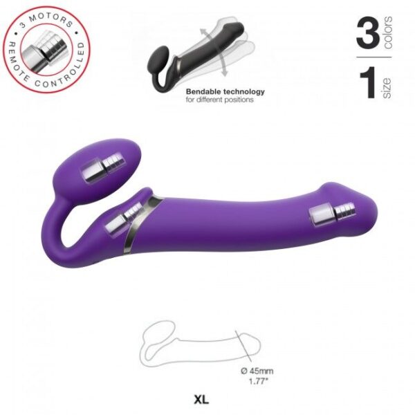 Безремінний страпон з вібрацією Strap-On-Me Vibrating Violet XL, діам. 4,5 см, пульт ДК, регульовани