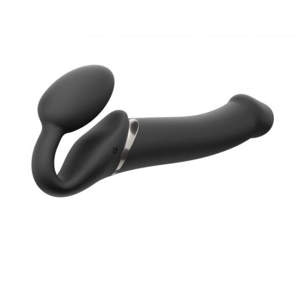 Безремінний страпон з вібрацією Strap-On-Me Vibrating Black L, діаметр 3,7см, пульт ДК, регульований