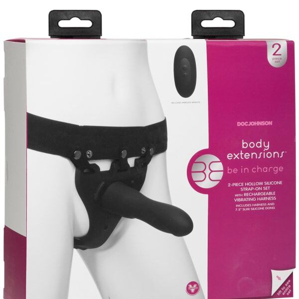 Страпон унісекс з вібрацією Doc Johnson Body Extensions - BE IN CHARGE, порожня насадка