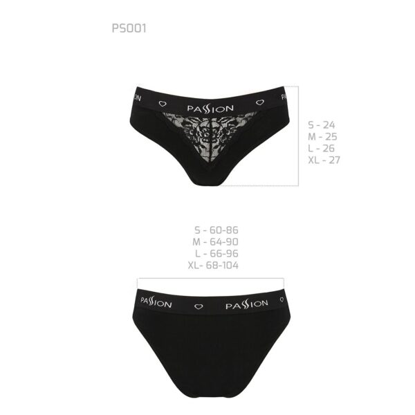 Трусики з широкою гумкою і мереживом Passion PS001 PANTIES black, size L