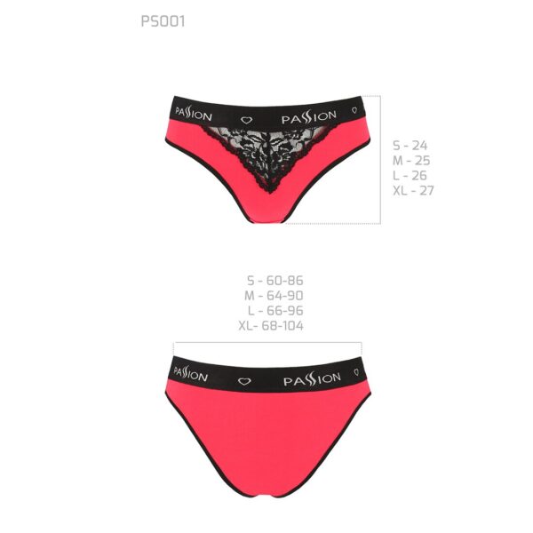 Трусики з широкою гумкою і мереживом Passion PS001 PANTIES red/black, size XL