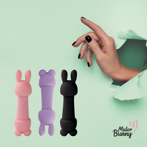 Мінівібратор FeelzToys Mister Bunny Black з двома насадками