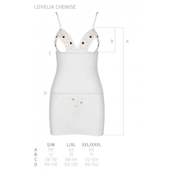 Сорочка з вирізами на грудях + стрінги LOVELIA CHEMISE white L/XL - Passion