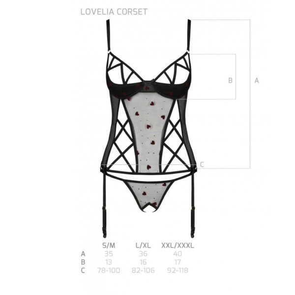 Корсет з підв'язками + стрінги LOVELIA CORSET black XXL/XXXL - Passion