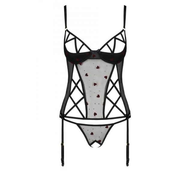 Корсет з підв'язками + стрінги LOVELIA CORSET black XXL/XXXL - Passion