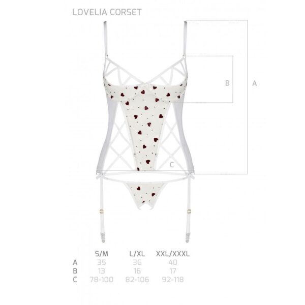 Корсет з підв'язками + стрінги LOVELIA CORSET white L/XL - Passion