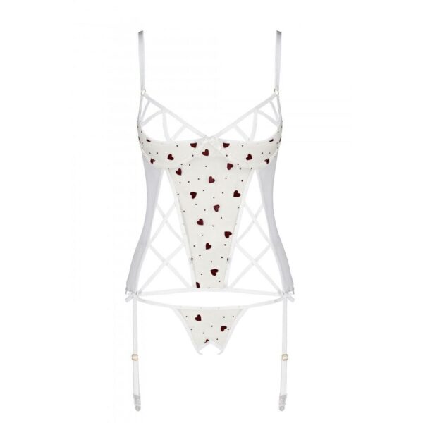 Корсет з підв'язками + стрінги LOVELIA CORSET white S/M - Passion