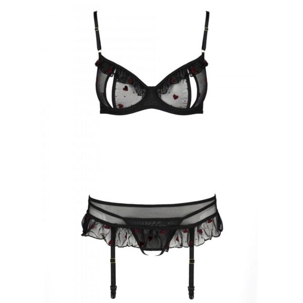 Сексуальний комплект з поясом для панчіх LOVELIA SET black L/XL - Passion