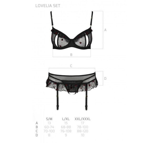 Сексуальний комплект з поясом для панчіх LOVELIA SET black XXL/XXXL - Passion