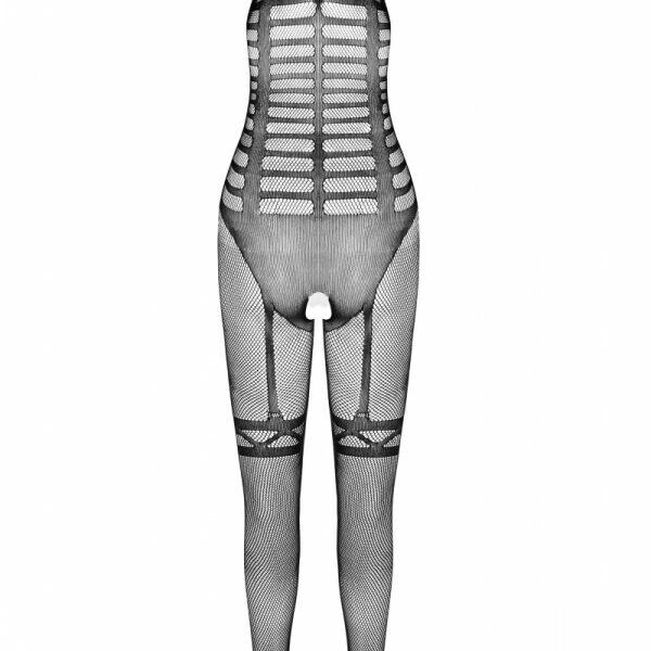 Сітчастий чорний бодістокінг-боді з симетричним малюнком Casmir CA005