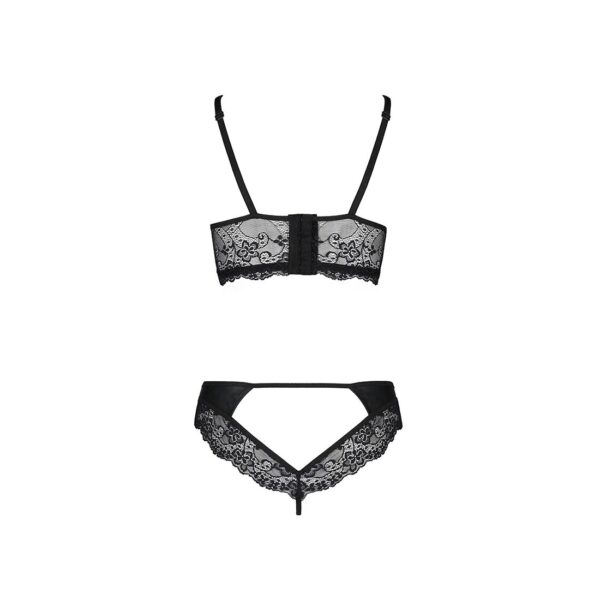 Комплект з еко-шкіри та мережива Loona Set black L/XL - Passion, бра і трусики