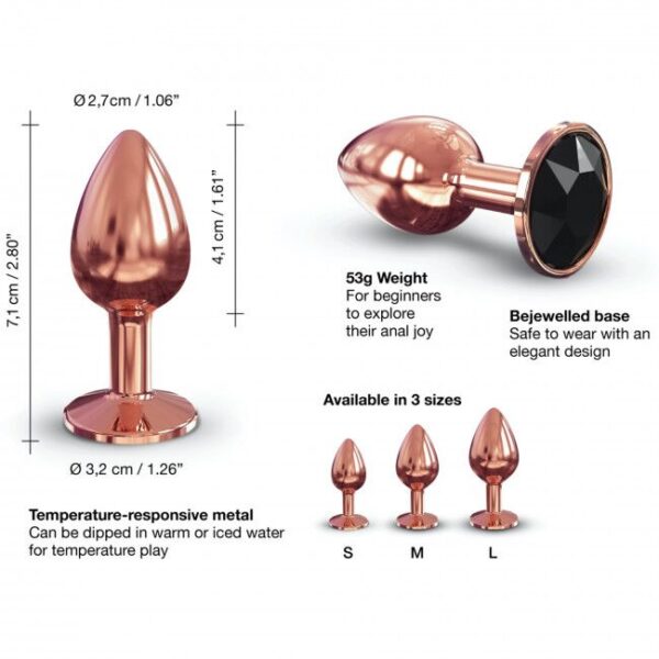 Металева анальна пробка із прикрасою у вигляді кристалу Dorcel - Diamond Plug Rose Gold S