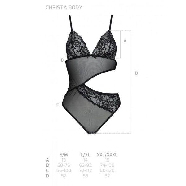 Боді з ажурним ліфом Christa Body black L/XL — Passion