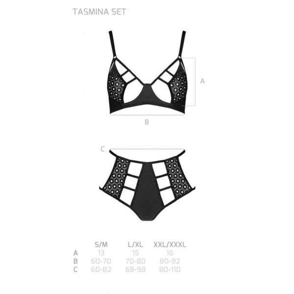 Розпродаж!!! Комплект з екошкіри Passion Tamaris Set black XXL/XXXL, бюстгальтер та трусики