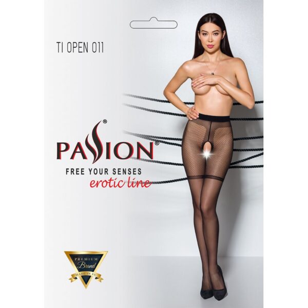 Колготки з відкритим доступом, контрастні шортики TIOPEN 011 beige 3/4 (20 den) — Passion