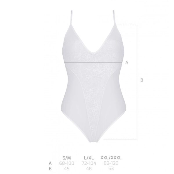 Боді з ажурним декором та відкритим кроком Ursula Body white L/XL — Passion