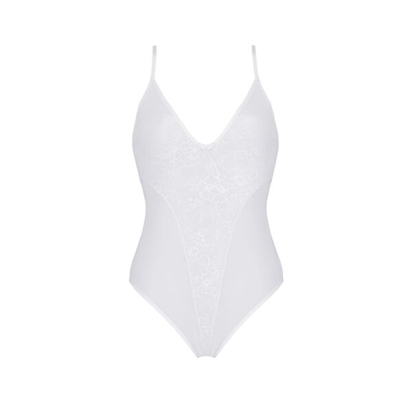 Боді з ажурним декором та відкритим кроком Ursula Body white S/M — Passion